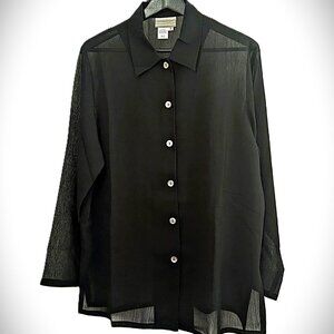 Semi Sheer Shirt-Tunic w/Abalone Buttons